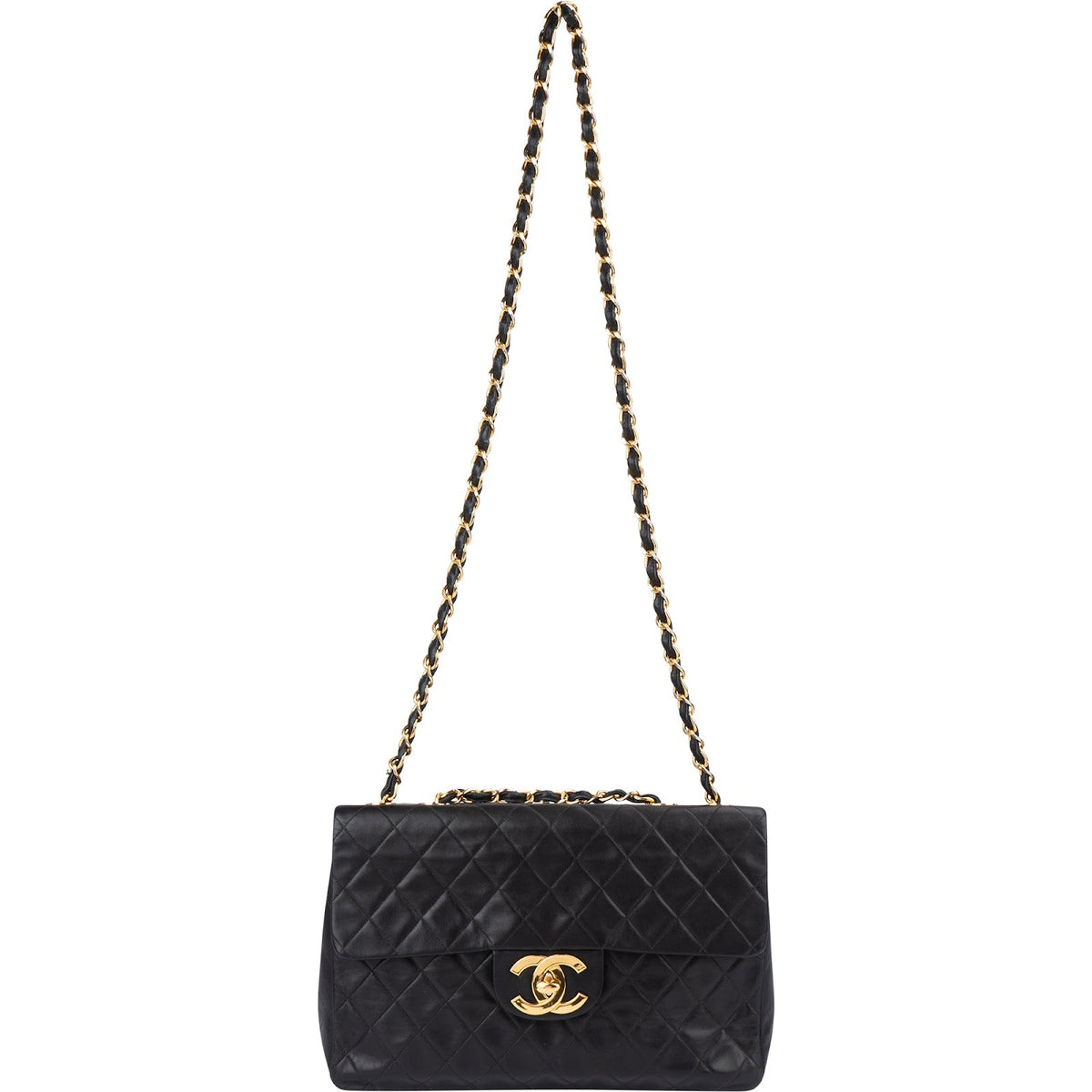 Chanel Lammleder Gold Maxi Single Flap Umhängetasche, Bild 11 von 14