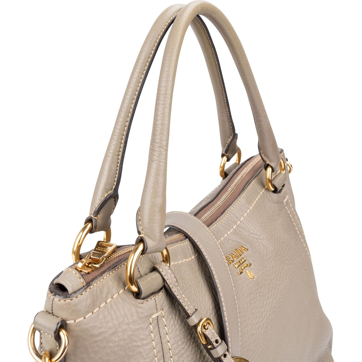 Prada Hobo aus taupefarbenem Vitello-Daino-Leder – Ansicht 3