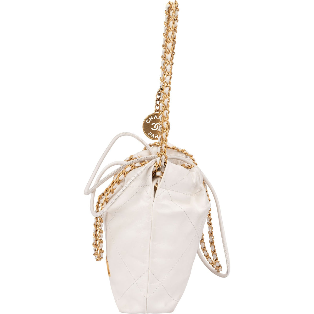 Chanel 22 gewatteerde kalfsleren Drawstring Crossbody crossbody tas