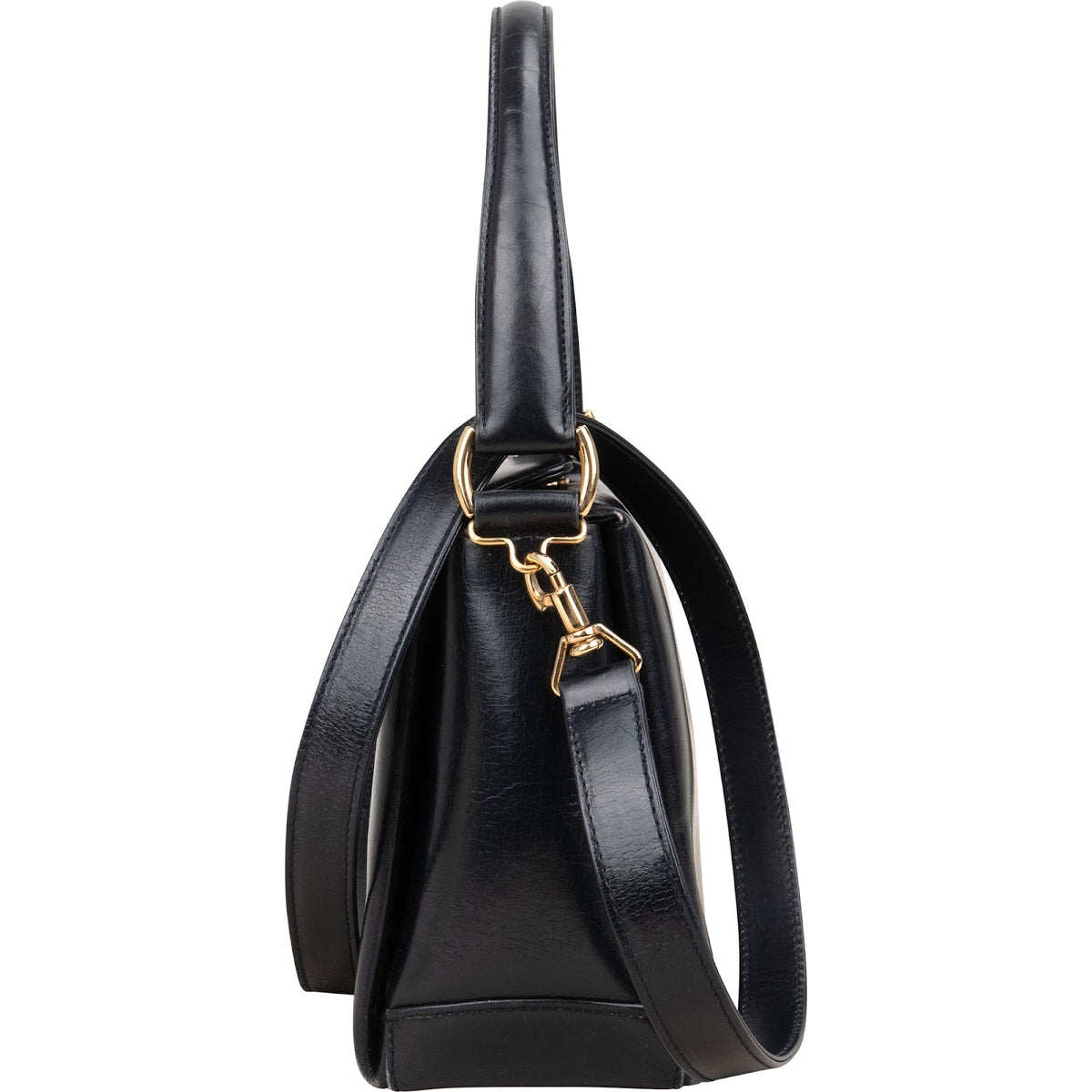 Borsa a mano vintage Gucci in pelle blu con manico in bambù
