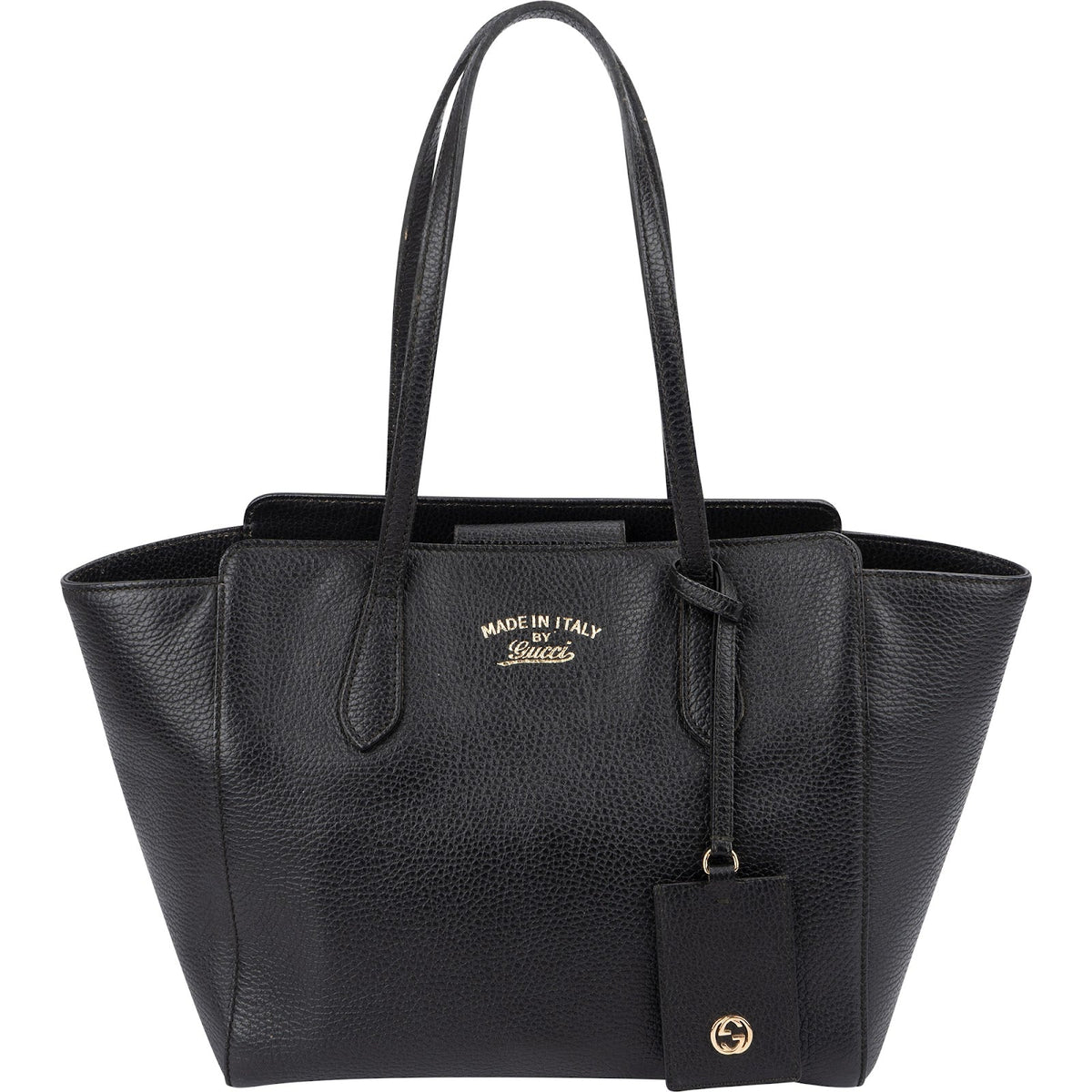 Sac cabas Gucci Swing en cuir grainé noir