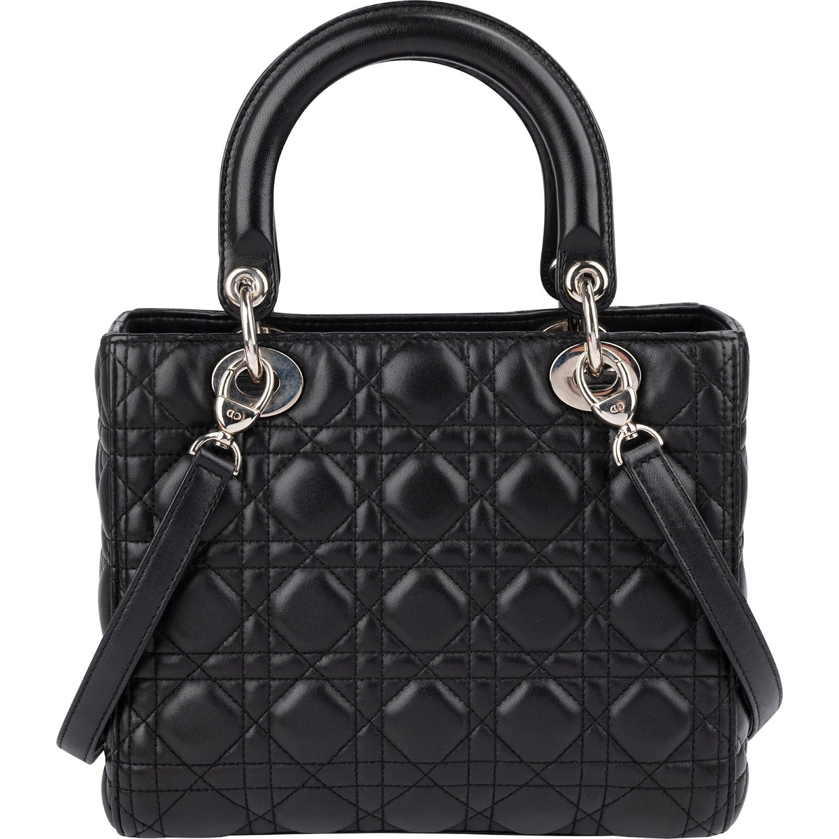 Christian Dior Black Quilted Lambskin Lady Dior Handbag