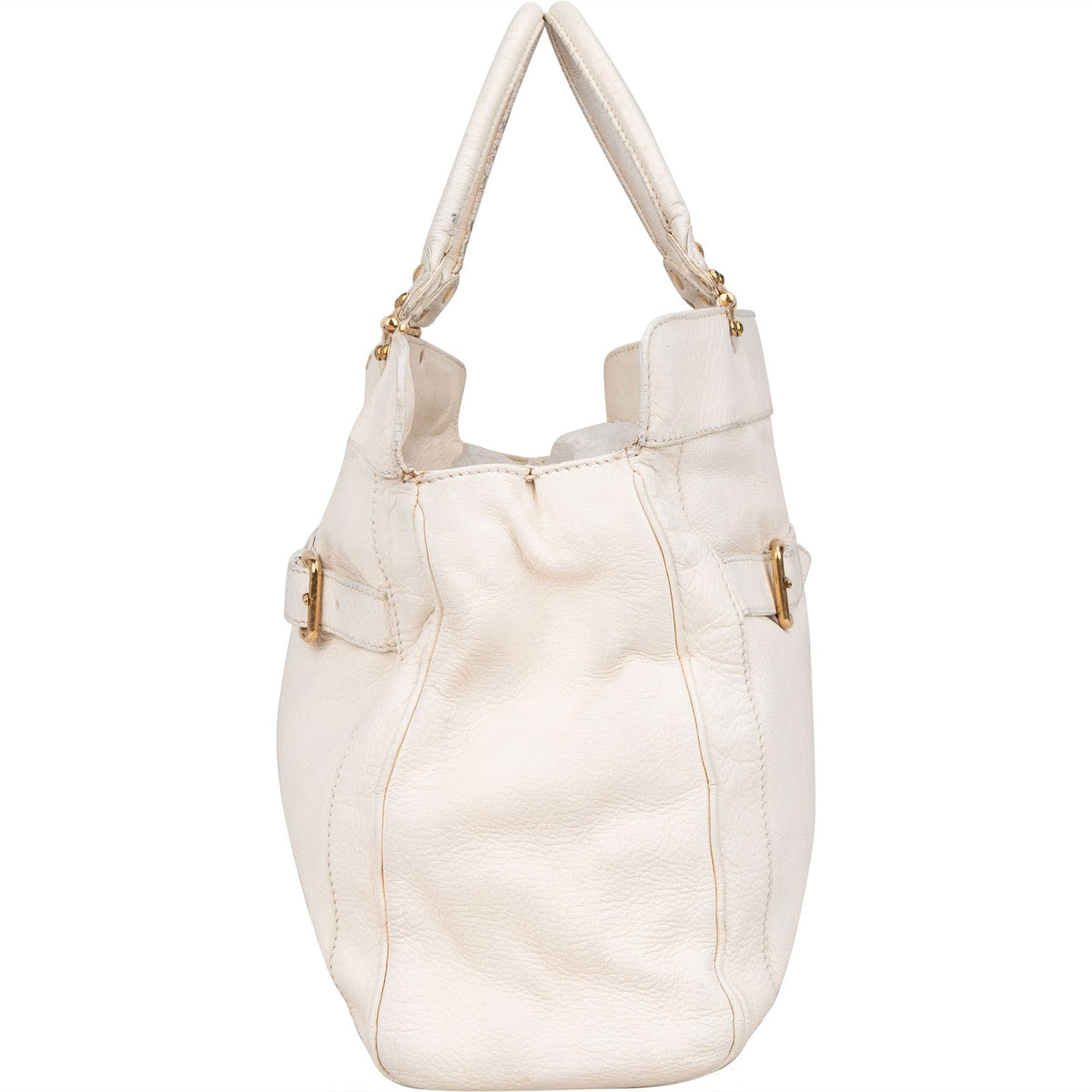 Miu Miu Satchel aus weißem Vitello-Daino-Leder – Ansicht 5