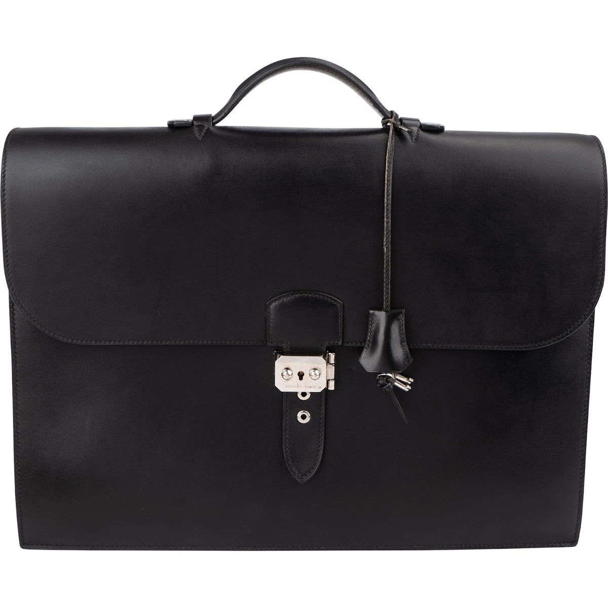 Sac à Dépêches Business Hermès en cuir Box noir