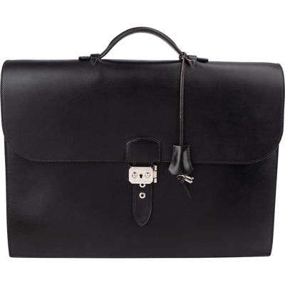 Hermès Noir Box Calf Leather Sac à Dépêches Business Handbag