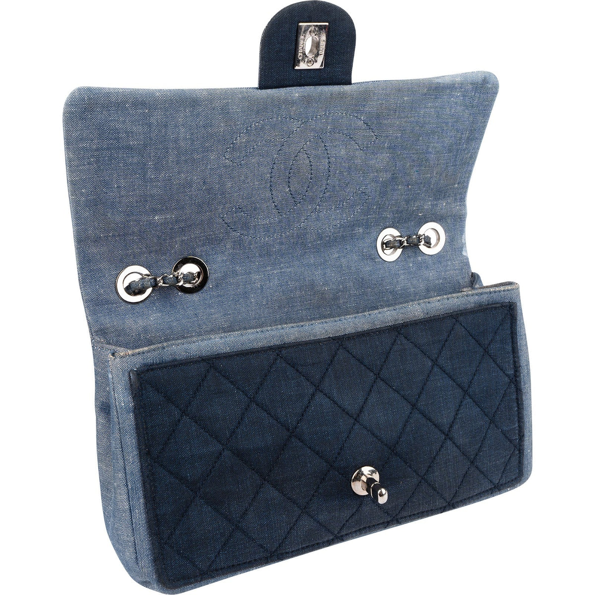 Borsa a tracolla Chanel Medium Single Flap in denim trapuntato