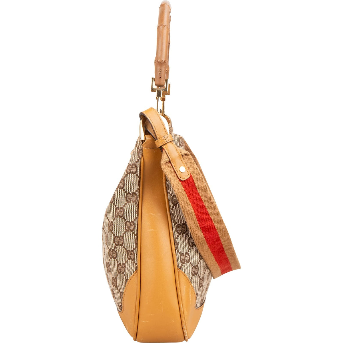 Gucci Monogram GG Canvas Bamboo Handle Schoudertas