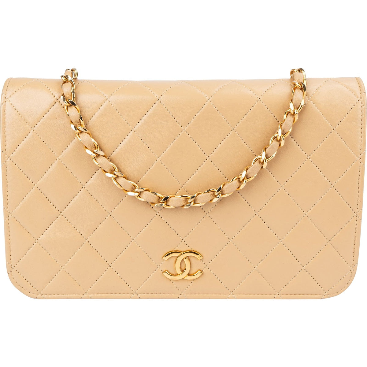 Chanel Quilted Lambskin 24K Gold Single Flap Shoulder Bag