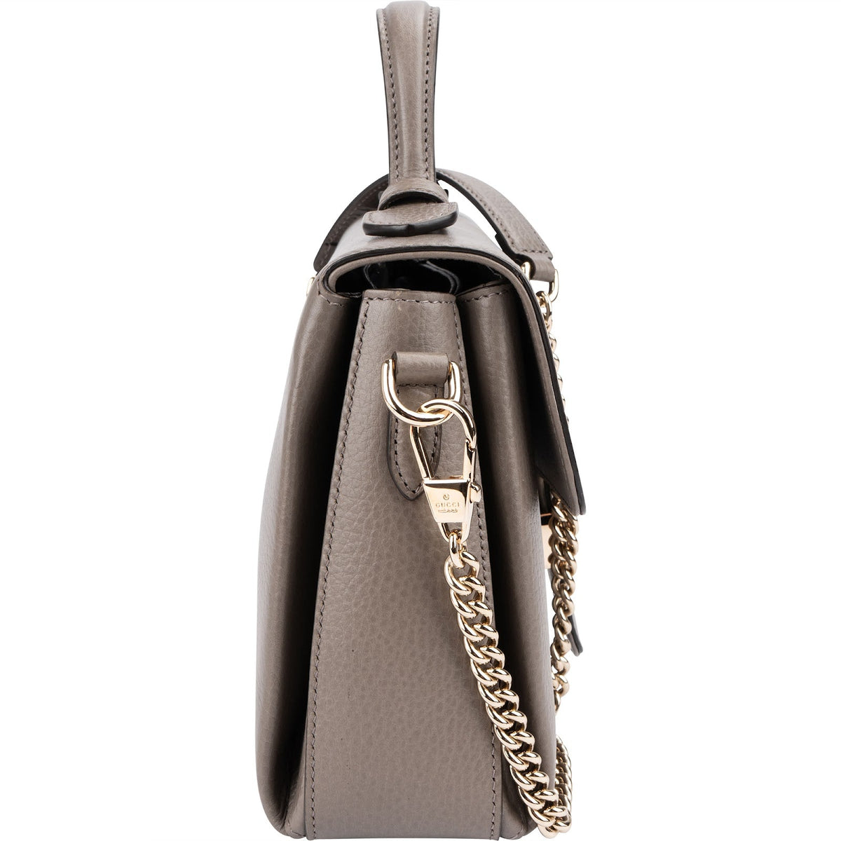 Sac à main Gucci Interlocking GG à poignée en cuir grainé taupe