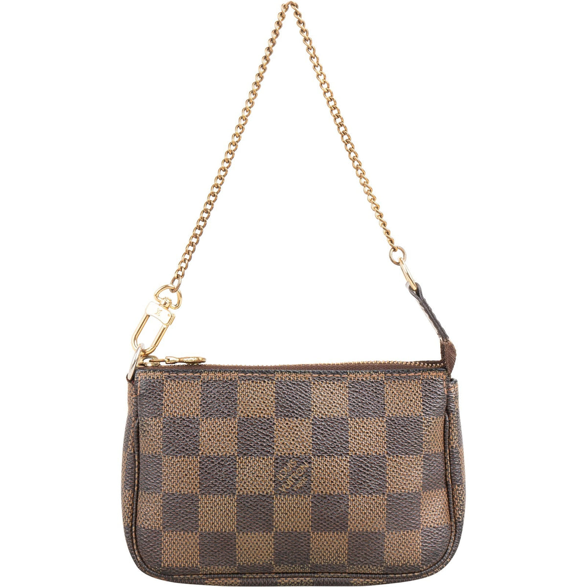Louis Vuitton Damier Ebene Mini Pochette Accessoires aus Damier Ebene Canvas und Leder – Vorderansicht
