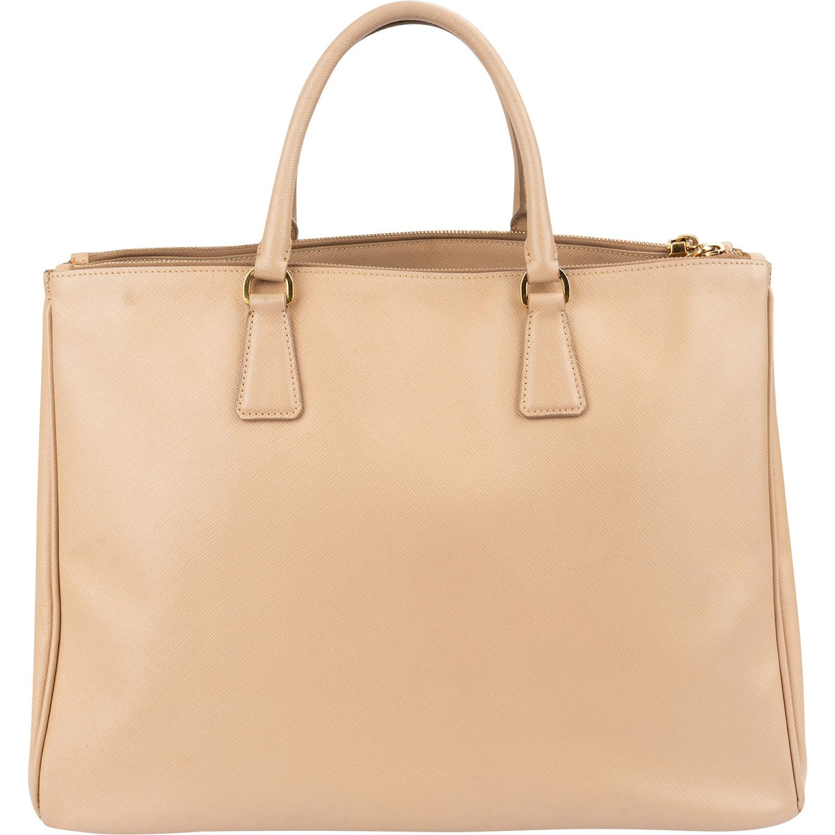 Prada Beige Saffiano Leather Double Zip Galleria Handbag