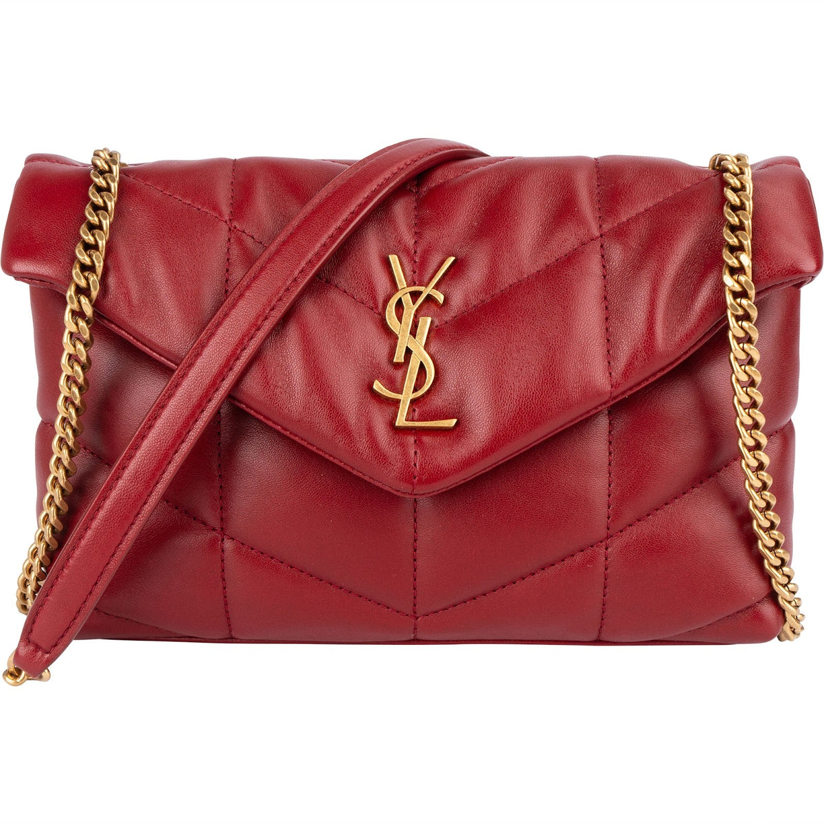 Saint Laurent Loulou Small aus gestepptem Leder – Vorderansicht