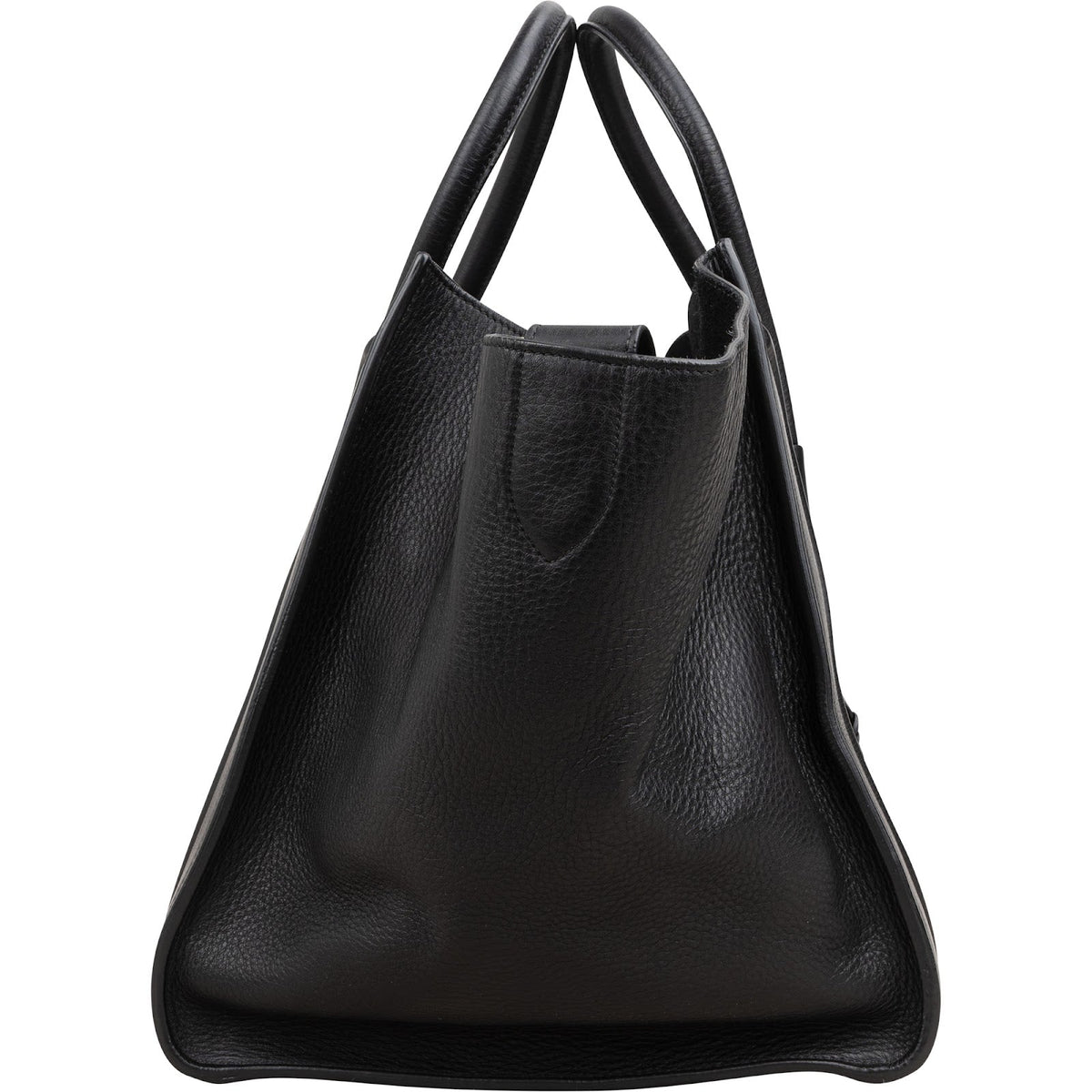 Céline Black Drummed Calfskin Phantom Handbag