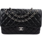 Chanel Quilted Caviar Leather Palladium Jumbo Double Flap Crossbody Bag