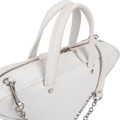 Balenciaga White Leather Triangle Duffle S Crossbody Handbag