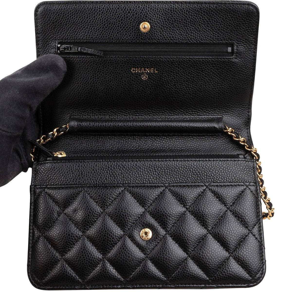 Borsa a tracolla Chanel Wallet On Chain in pelle caviale trapuntata