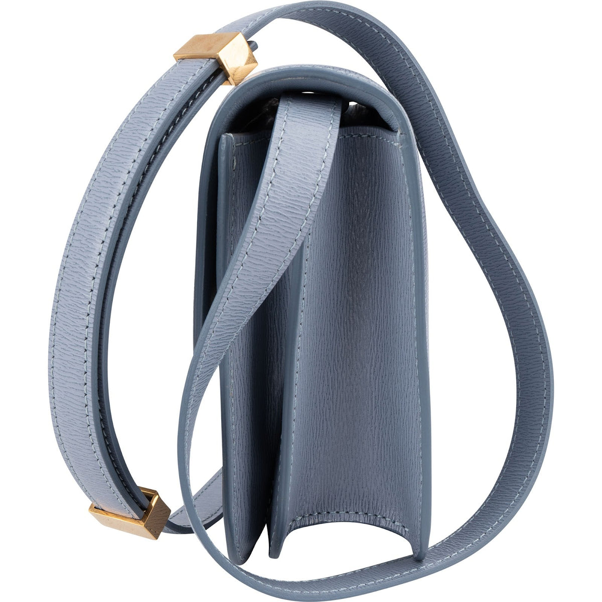 Sac bandoulière Classic Box petit modèle en cuir de veau grainé bleu Celine