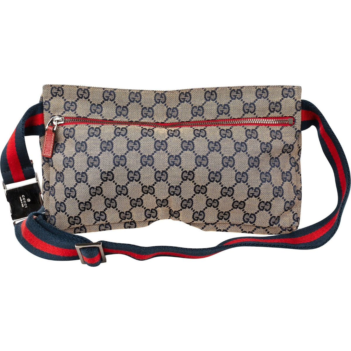 Gucci genarbtes Leder GG Canvas Web Stripe Gürteltasche, Bild 3 von 8