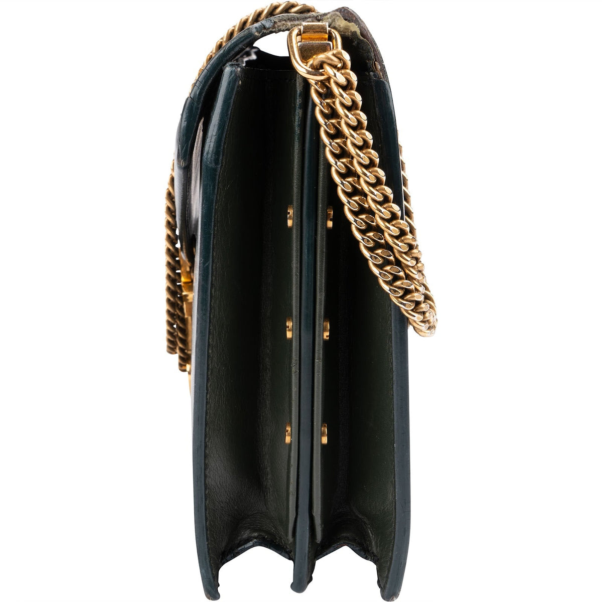 Saint Laurent Green Leather Envelope Medium Crossbody Bag