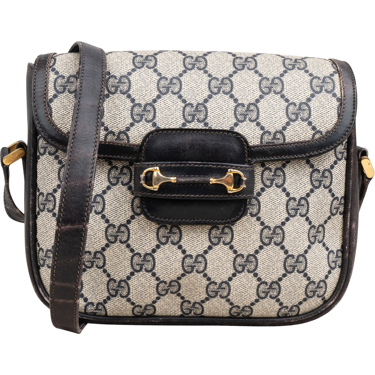 Gucci Monogram GG Supreme Horsebit aus Canvas und Leder – Vorderansicht