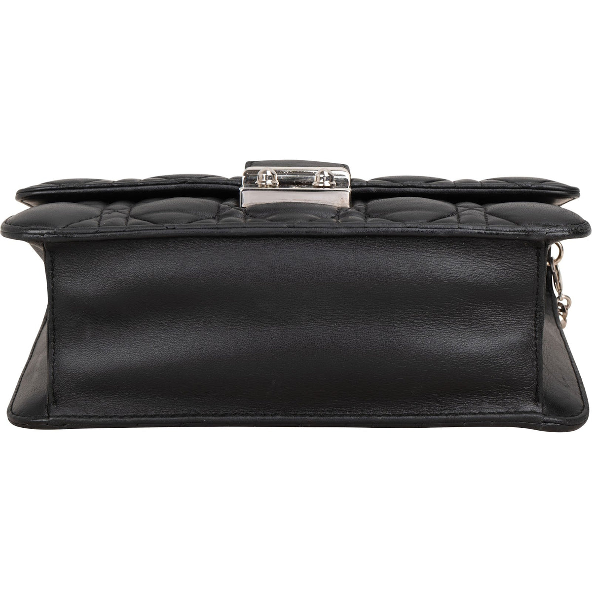 Christian Dior Black Quilted Cannage Lambskin Wallet On Chain Crossbody Bag