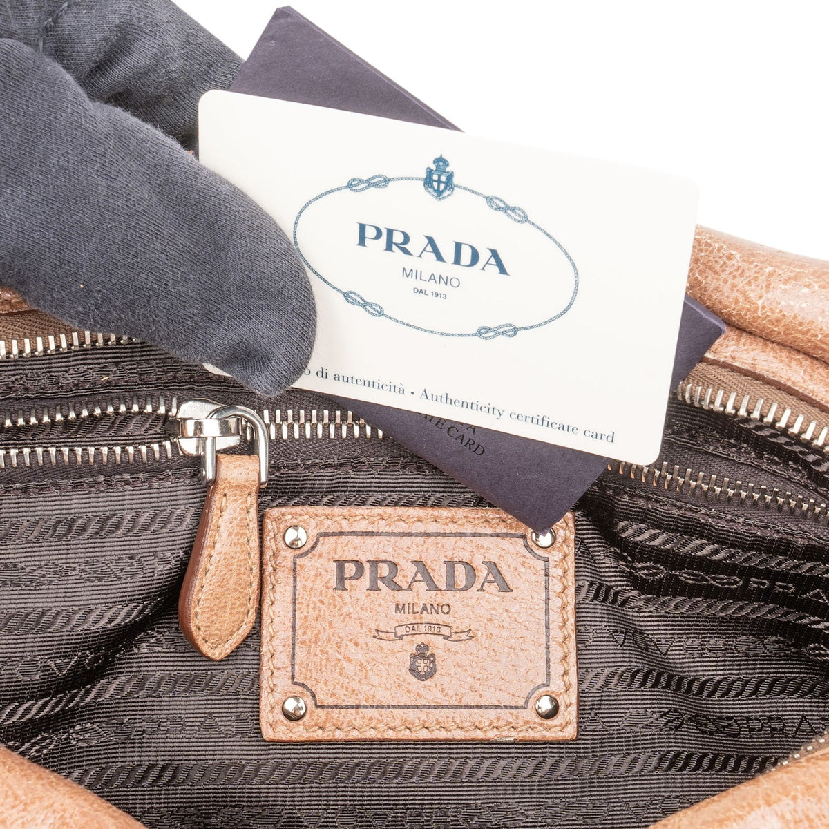 Prada Gaufre Leather Bauletto  Handbag