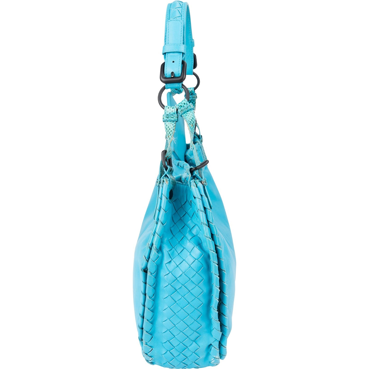 Sac porté épaule Hobo Bottega Veneta en cuir de serpent bleu Cervo