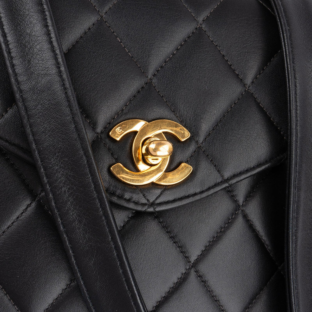 Chanel Quilted Lambskin 24K Gold Single Flap Crossbody Bag