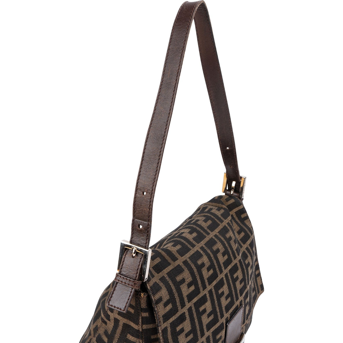 Borsa a spalla Fendi Mamma Baguette in tela Monogram FF Zucca