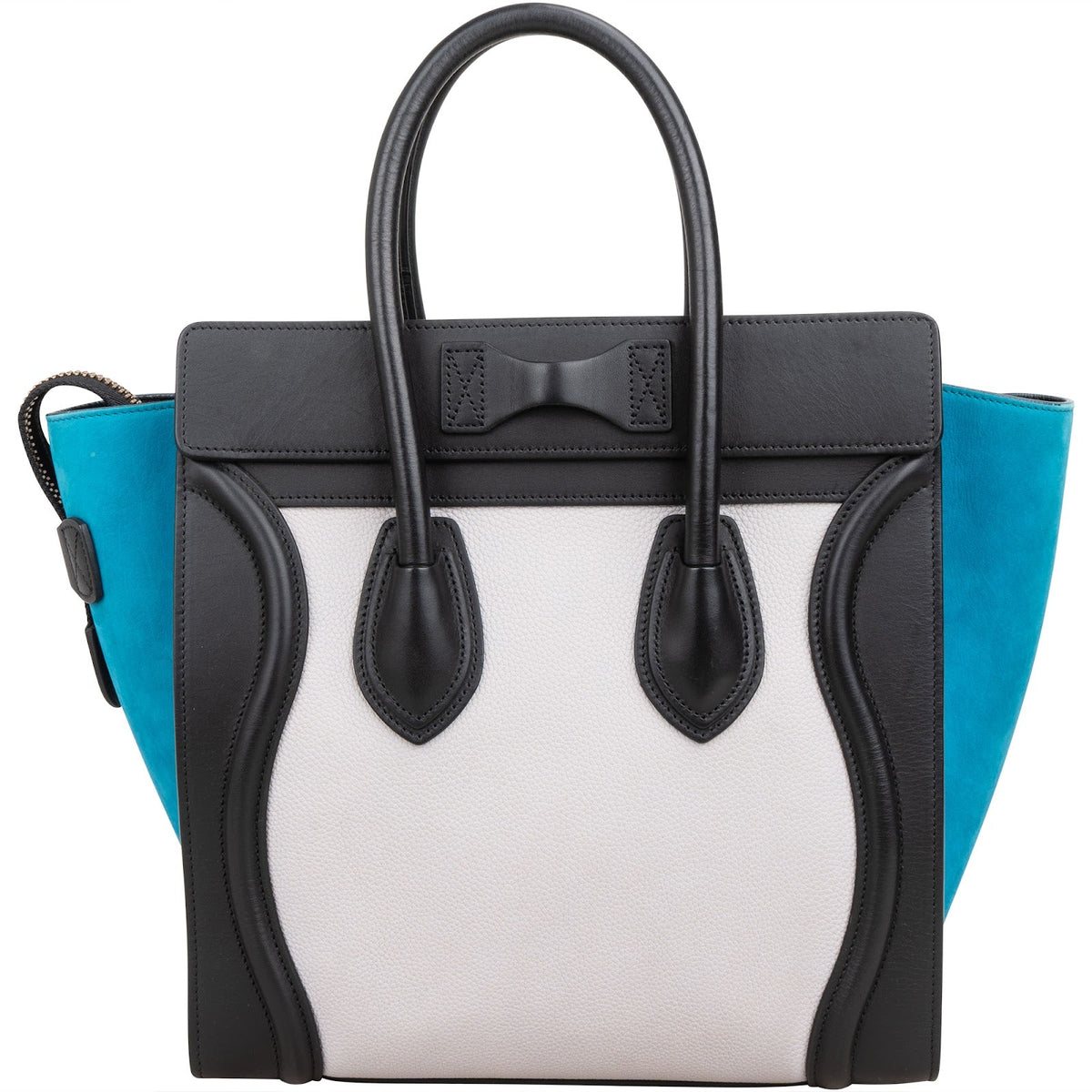 Céline Tricolor Grained Leather & Suede Small Luggage Handbag