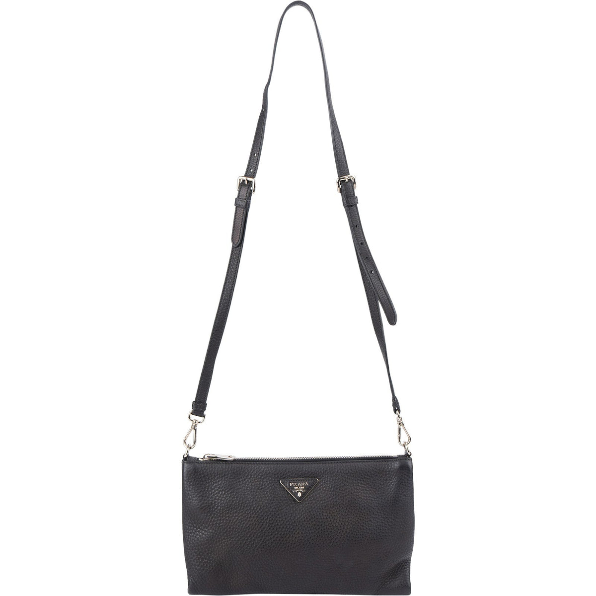 Prada Black Pebbled Leather Crossbody Bag