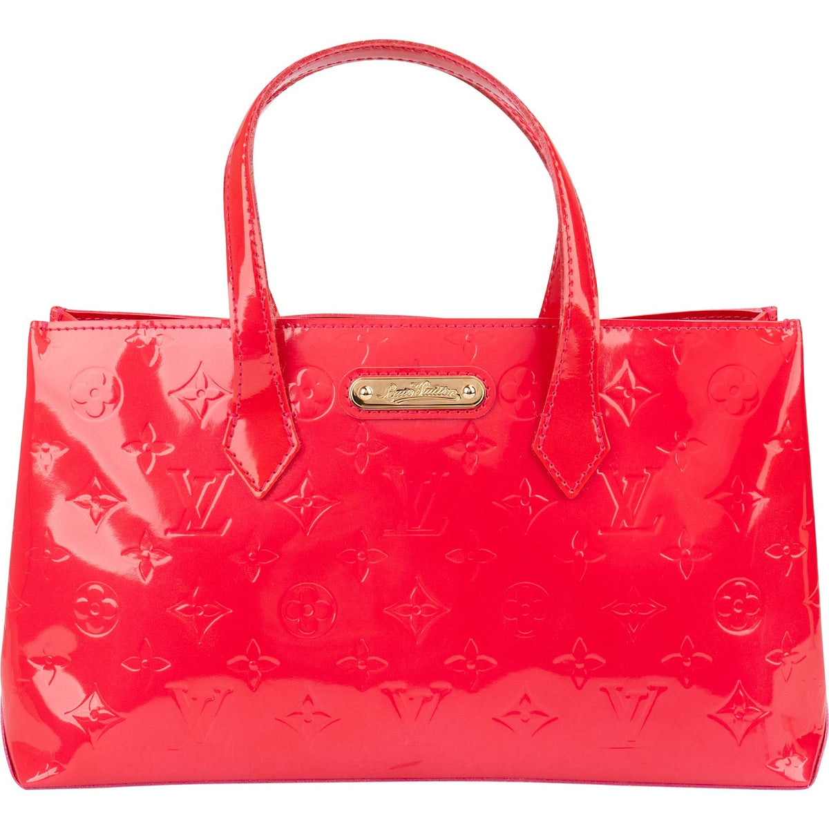 Louis Vuitton Wilshire PM aus rosa Monogram Vernis – Vorderansicht