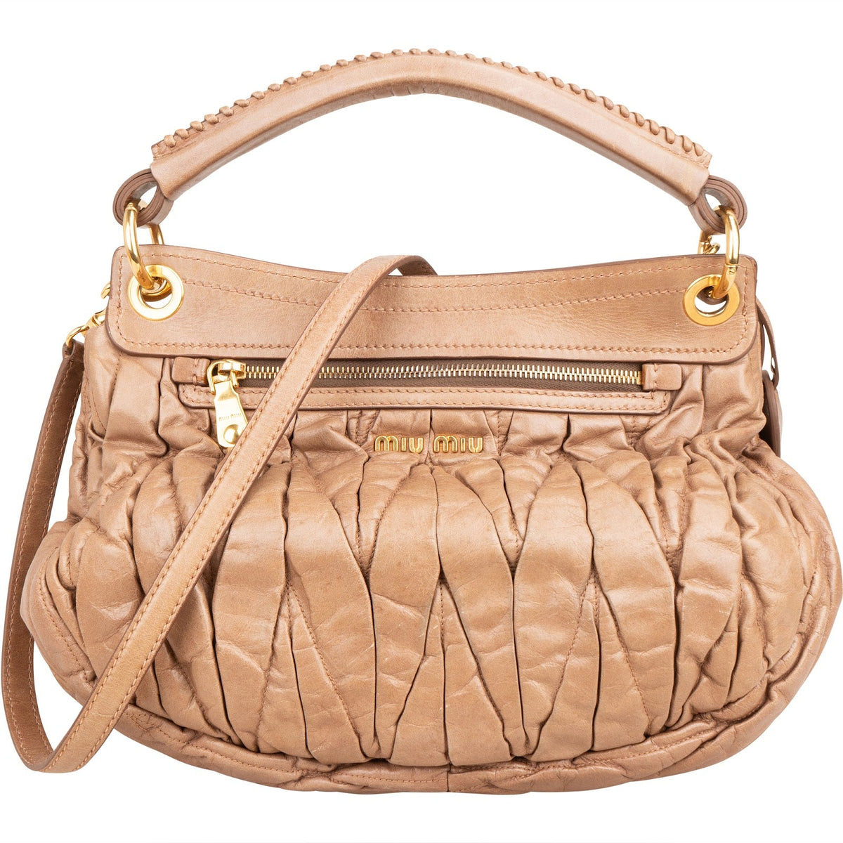 Miu Miu Matelassé Vitello Lux Leather City Coffer Handbag