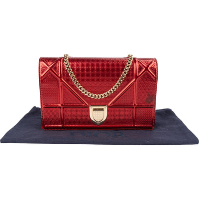 Christian Dior Metallic Perforated Patent Leather Diorama Crossbody Bag