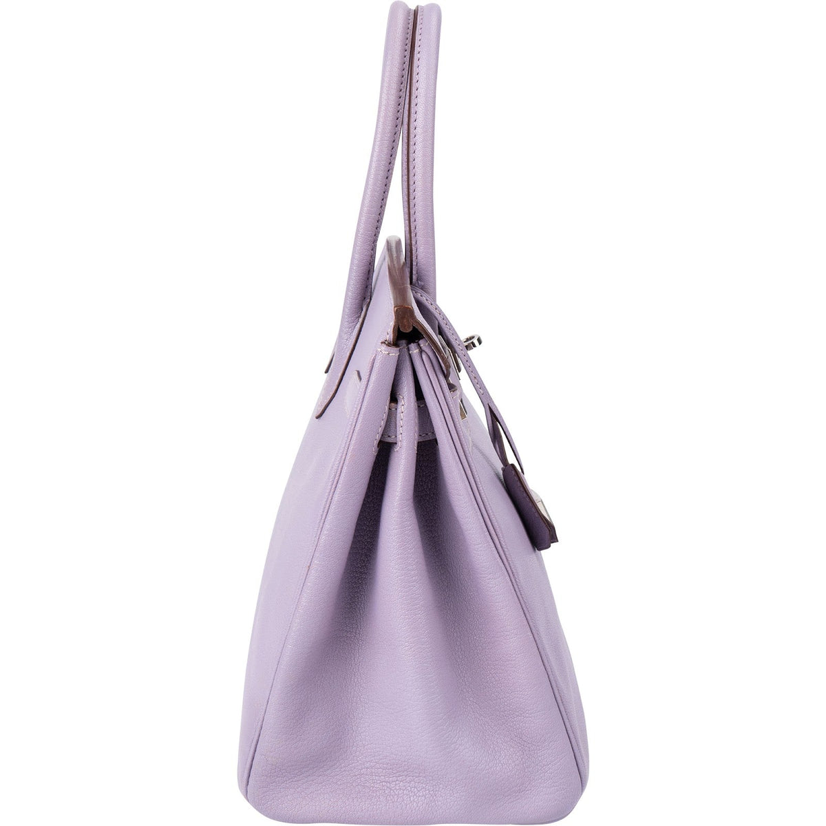 Bolso Birkin 30 de Hermès en piel de cabra Mysore color lila con herrajes de paladio