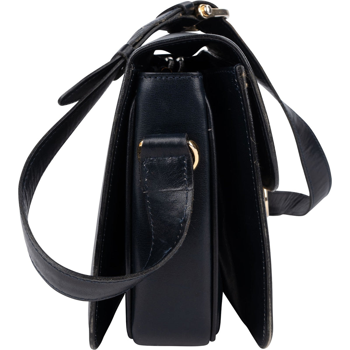 Celine Blau Boxcalf Carriage Triomphe Schultertasche, Bild 3 von 10