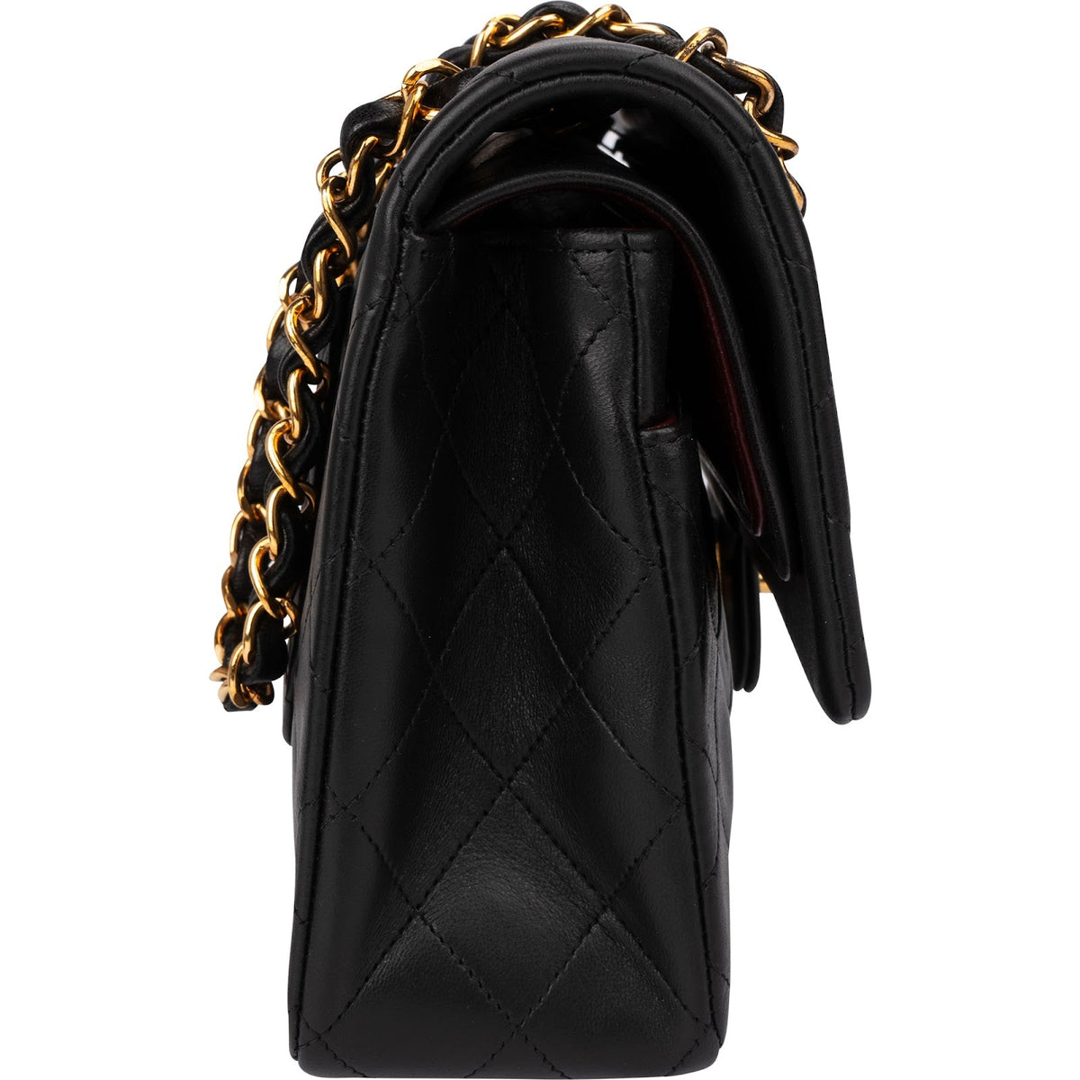 Borsa a spalla Chanel Medium Double Flap in pelle di agnello trapuntata con finiture in oro 24K