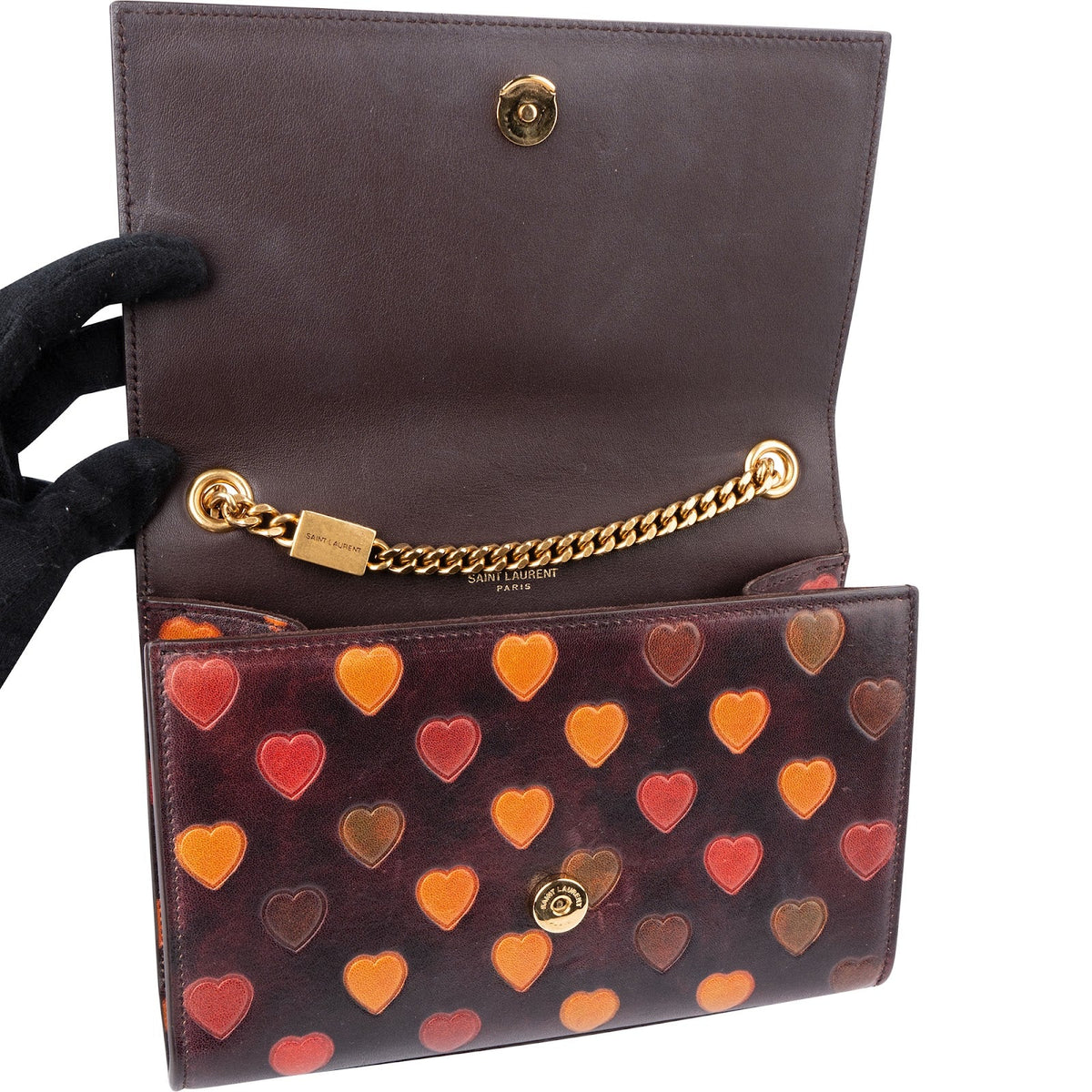 Saint Laurent Kate schoudertas van leer met hartjesprint