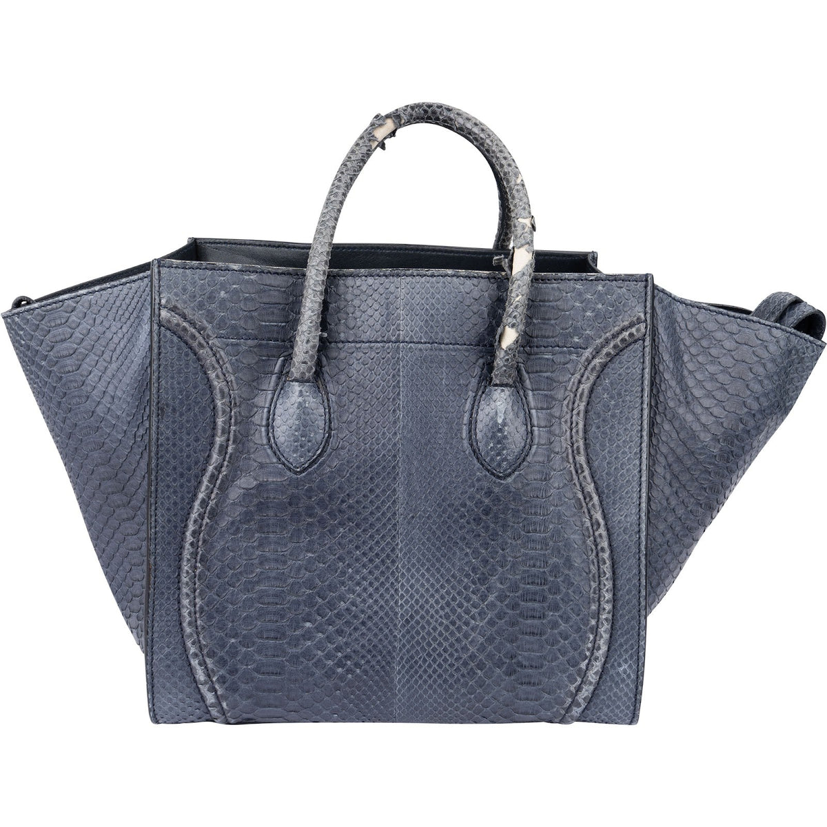 Celine Phantom aus blauem Pythonleder – Detailansicht 4