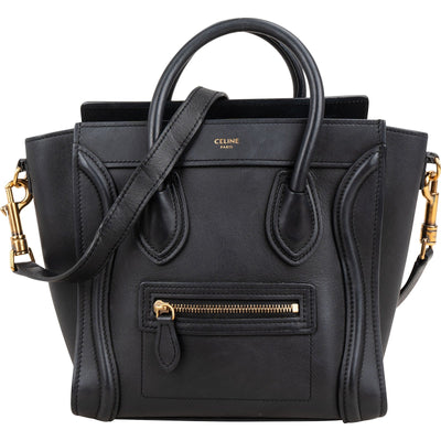 Céline Luggage Handbag in Black Calfskin Leather