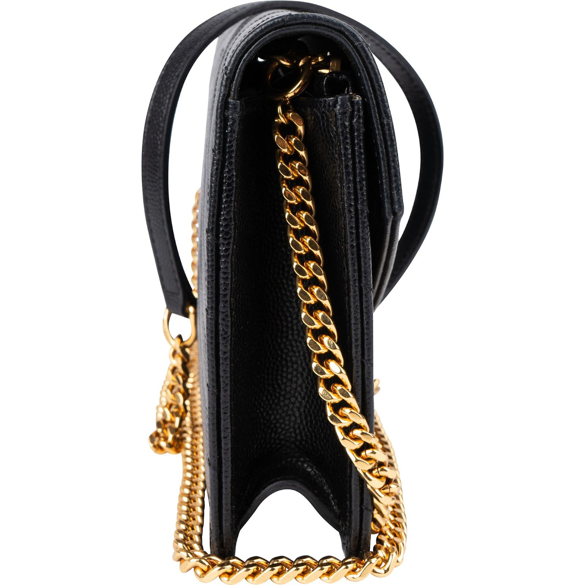 Bolso de hombro Saint Laurent Monogram en piel granulada Grain de Poudre con cadena