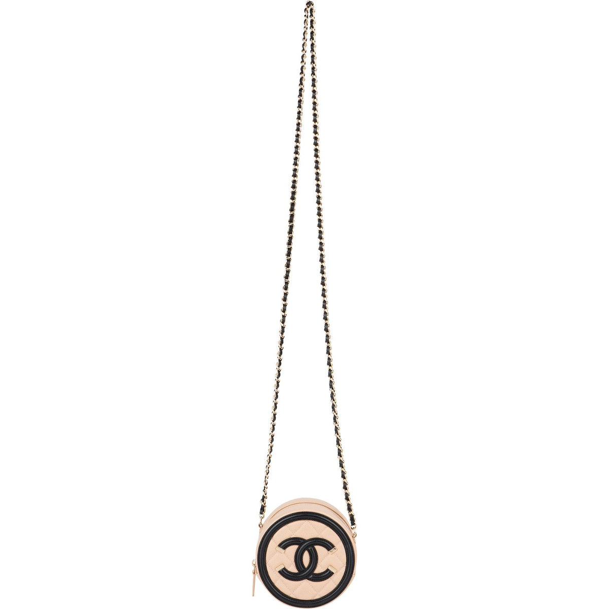 Borsa a tracolla rotonda Chanel Filigree CC in pelle caviar trapuntata