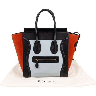 Céline Tricolor Leather and Suede Small Luggage Handbag