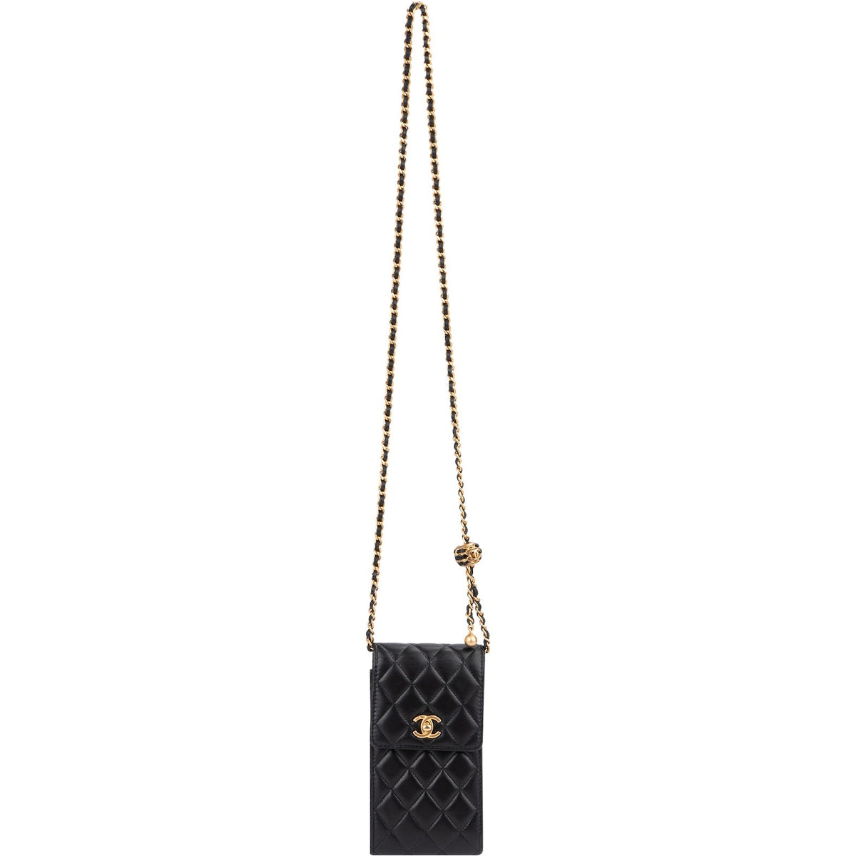 Chanel gewatteerde lamsleren telefoonhouder Chain crossbody tas