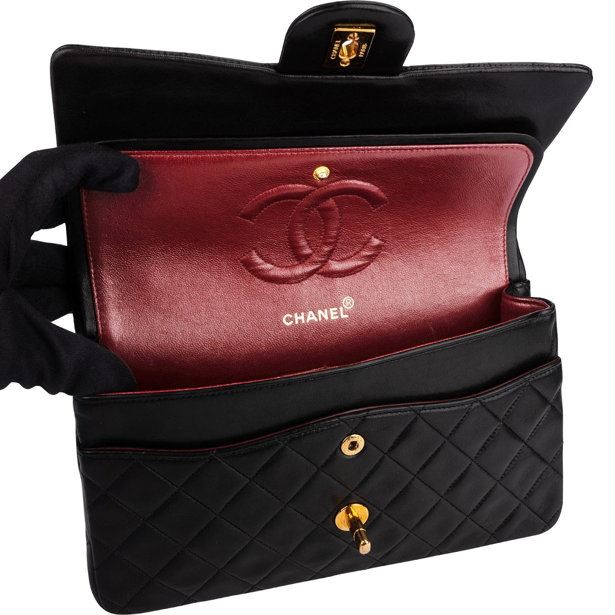 Chanel Lammleder Gold Medium Double Flap Schultertasche, Bild 13 von 15