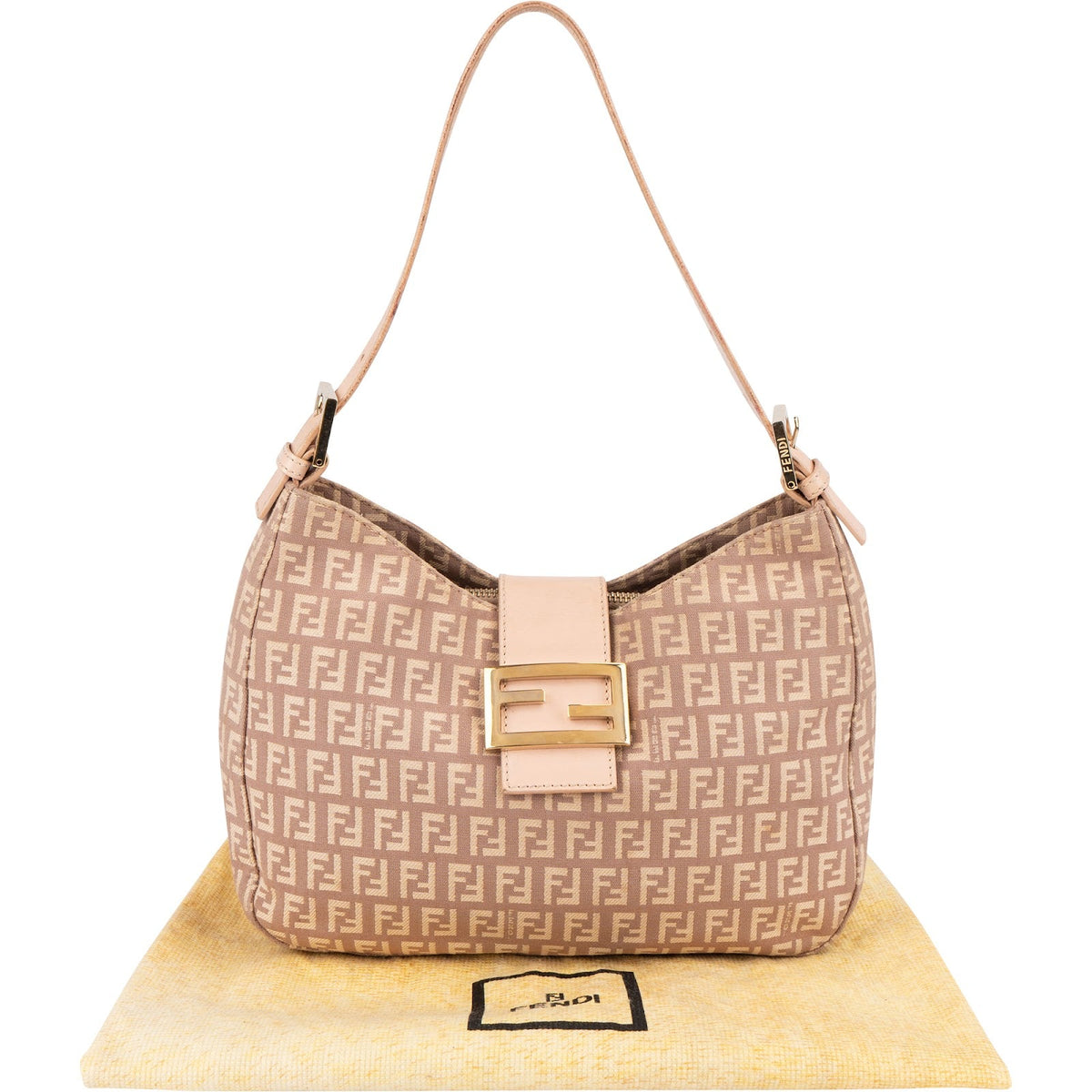 Fendi FF Zucca Canvas Baguette Buckle Schultertasche, Bild 2 von 12