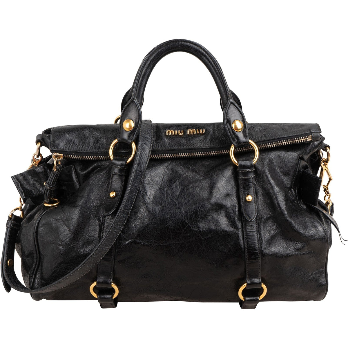 Miu Miu Vitello Lux Satchel aus Leder – Vorderansicht