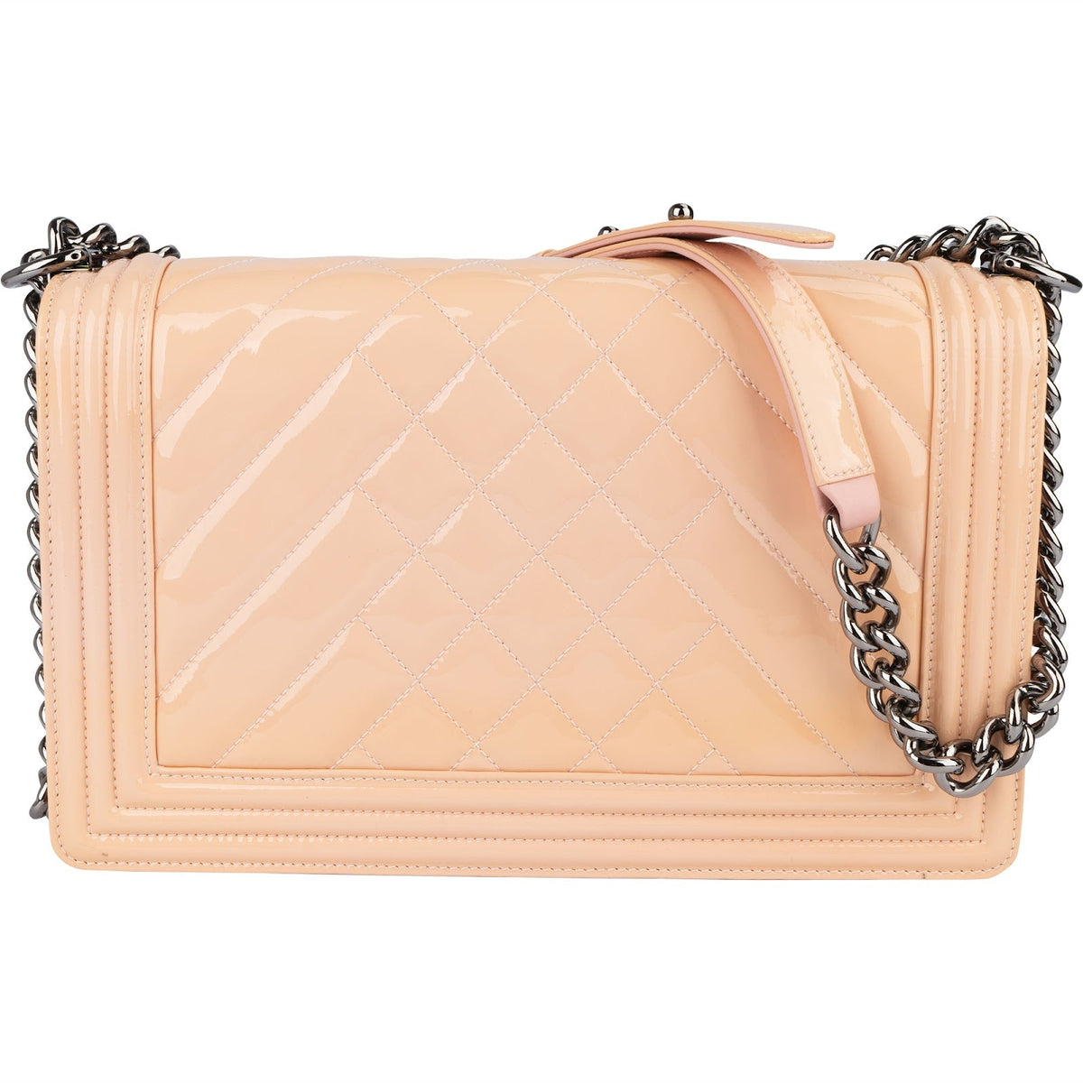 Chanel Boy Single Flap aus gestepptem Lackleder – Ansicht 4