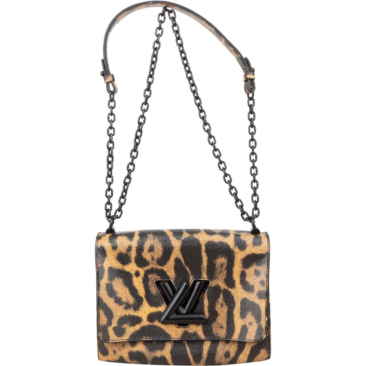 Bolso bandolera Twist MM de Louis Vuitton en lona con estampado de leopardo y gato Wild At Heart Monogram
