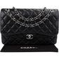 Chanel Quilted Caviar Leather Palladium Jumbo Double Flap Crossbody Bag